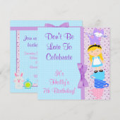 Invitation Fête De L'Anniversaire D'Alice Au Pays Des Merveil (Devant / Derrière)