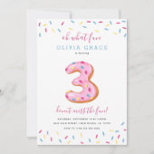 Invitation Fête de l'anniversaire de Donut| Trois (Devant)