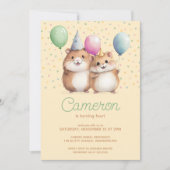 Invitation Fête de l'anniversaire de Hamsters & Balloons (Devant)