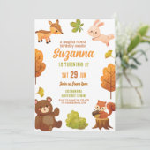 Invitation Fête de l'anniversaire de la forêt Animaux des boi (Debout devant)