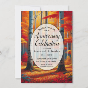 Invitation Fête de l'anniversaire de la forêt d'automne de Bi