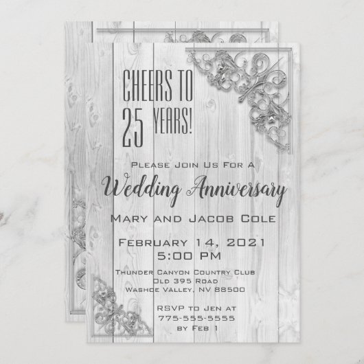 Invitation Fête de l'anniversaire de la frontière d'argent (Devant / Derrière)