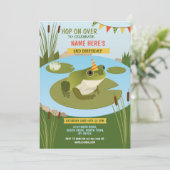 Invitation Fête de l'Anniversaire de la grenouille Aller à la (Debout devant)