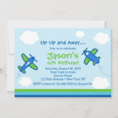 Invitation Fête de l'anniversaire de l'avion vers le haut et  (Devant)