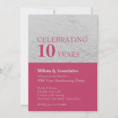 Invitation Fête de l'anniversaire de l'entreprise Hot Pink Si (Devant)