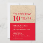 Invitation Fête de l'anniversaire de l'entreprise Rouge & Or (Devant)