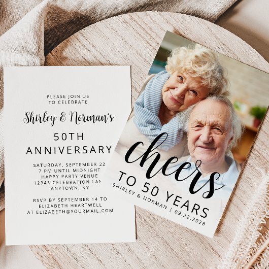 Invitation Fête de l'anniversaire de mariage - Écriture noire