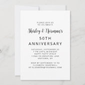 Invitation Fête de l'anniversaire de mariage - Écriture noire (Dos)