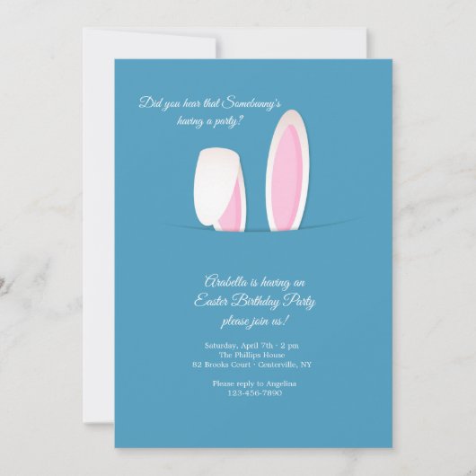 Invitation Fête de l'anniversaire de Pâques de Bunny Ears (Devant)
