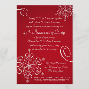 Invitation Fête de l'Anniversaire de Snowflake Rouge