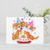 Invitation Fête de l'anniversaire des chiens et des chats (Debout devant)