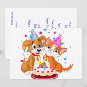 Invitation Fête de l'anniversaire des chiens et des chats (Devant / Derrière)