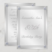 Invitation Fête de l'anniversaire des effets d'argent et de d (Devant / Derrière)