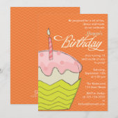 Invitation Fête de l'anniversaire du Big Cupcake (Devant / Derrière)