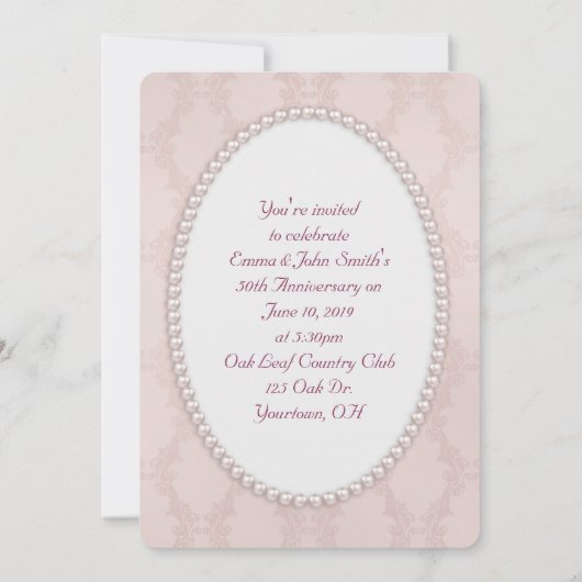 Invitation Fête de l'anniversaire du mariage (Dos)