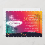 Invitation Fête de l'anniversaire du Mariage de Las Vegas<br><div class="desc">Grand et célèbre signe Las Vegas silhouettes tropicales de palmiers étoiles colorées au citron arrière - plan de couleur arc-en-ciel illustré sur les invitations de mariage Anniversaire de fête personnalisée. Il sera fabuleux de célébrer votre billard spécial anniversaire à Las Vegas, et les beaux et uniques invitations seront très appréciés...</div>