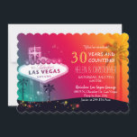Invitation Fête de l'anniversaire du Mariage de Las Vegas<br><div class="desc">Grand et célèbre signe Las Vegas silhouettes tropicales de palmiers étoiles colorées au citron arrière - plan de couleur arc-en-ciel illustré sur les invitations de mariage Anniversaire de fête personnalisée. Il sera fabuleux de célébrer votre billard spécial anniversaire à Las Vegas, et les beaux et uniques invitations seront très appréciés...</div>