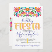 Invitation Fête de l'anniversaire Floral mexicain (Devant / Derrière)