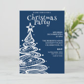 Invitation Fête de l'arbre de Noël bleu et blanc (Debout devant)