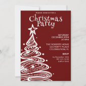 Invitation Fête de l'arbre de Noël rouge et blanc (Devant)
