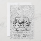 Invitation Fête de l'argent et de la Parties scintillant noir (Devant)