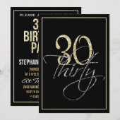 Invitation Fête de l'Argent Formal Noir et Or 30e anniversair (Devant / Derrière)