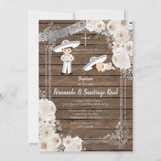 Invitation Fête de l'Argent frère Baptême garçon anniversaire (Devant)