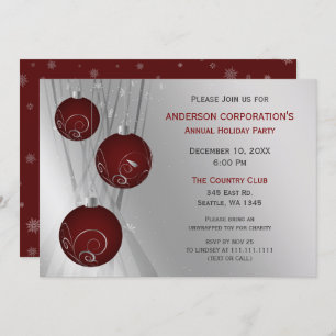 Invitation Fête de l'argent rouge Festive Corporate Festive