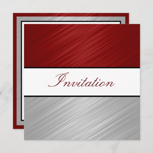 Invitation Fête de l'Argent rouge foncé (Devant / Derrière)