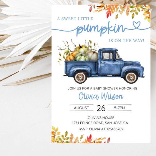 Invitation Fête de l'arrivée d'une petite citrouille adorable