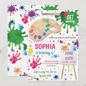 Invitation Fête de l'Art Messy Paintgirl Anniversaire (Devant / Derrière)