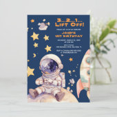 Invitation Fête de l'astronaute Cosmos Star Blue Space (Debout devant)