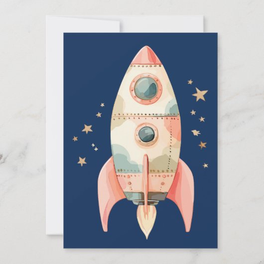 Invitation Fête de l'astronaute Cosmos Star Blue Space (Dos)