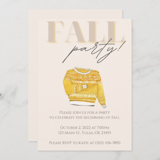 Invitation Fête de l'automne (Devant / Derrière)