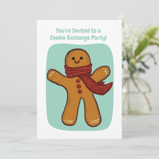 Invitation Fête de l'échange de biscuits artisanal modifiable (Debout devant)