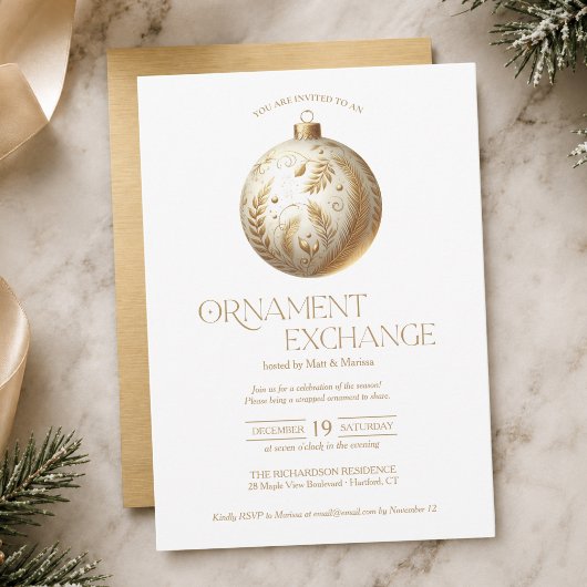 Invitation Fête de l'échange d'ornements de Noël