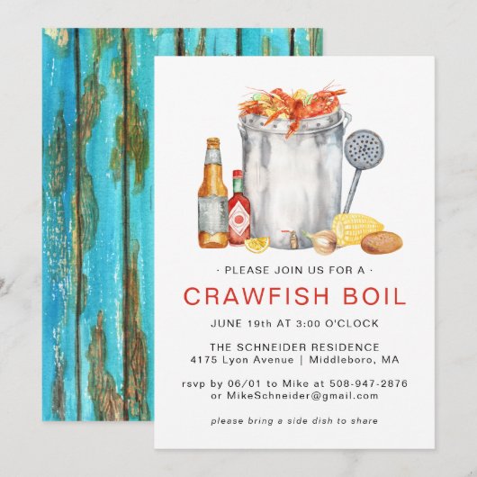 Invitation Fête de l'écrevisse d'été | Barbecue de boil lowco (Devant / Derrière)