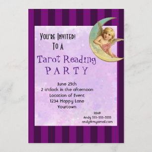Invitation Fête de Lecture de Tarot de l'Ange Vintage