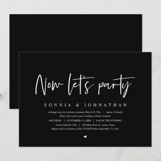 Invitation Fête de l'Elopement mariage, Faisons la fête (Devant / Derrière)