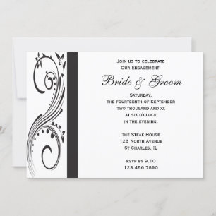 Invitation Fête de l'engagement Black and White Swils