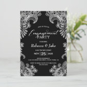 Invitation Fête de l'engagement de Black and White Lace (Debout devant)