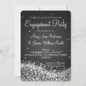 Invitation Fête de l'engagement Mariage Sparkling Wave Black (Devant)