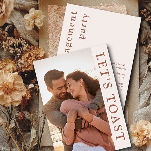 Invitation Fête de l'engagement photo Toast
