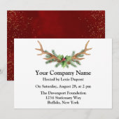 Invitation Fête de l'entreprise de bois de cerf de Noël (Devant / Derrière)