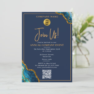 Invitation Fête de l'entreprise Entreprise Annuelle Bleu Or