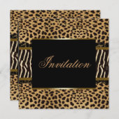 Invitation Fête de léopard zèbre (Devant / Derrière)