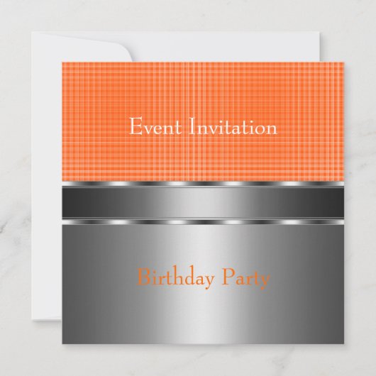 Invitation Fête de l'événement Silver Orange Check (Devant)