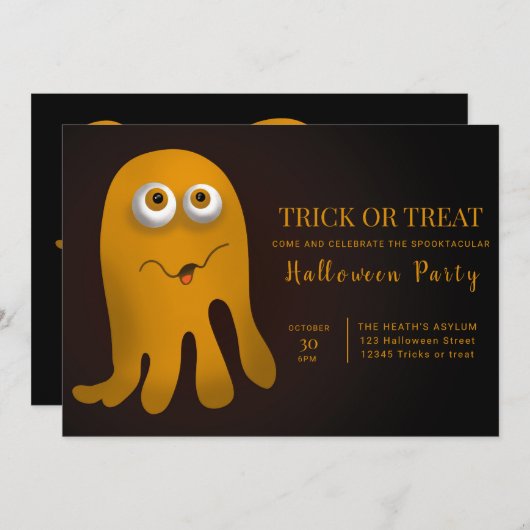Invitation Fête De L'Halloween (Devant / Derrière)