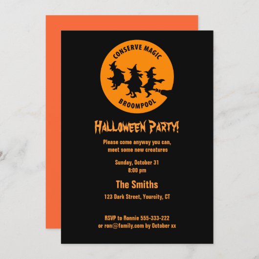 Invitation Fête de l'Halloween (Devant / Derrière)