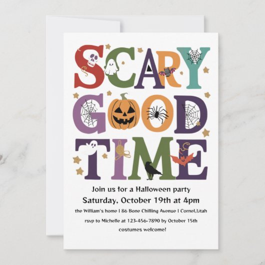 Invitation Fête de l'Halloween à l'heure d'effroi (Devant)